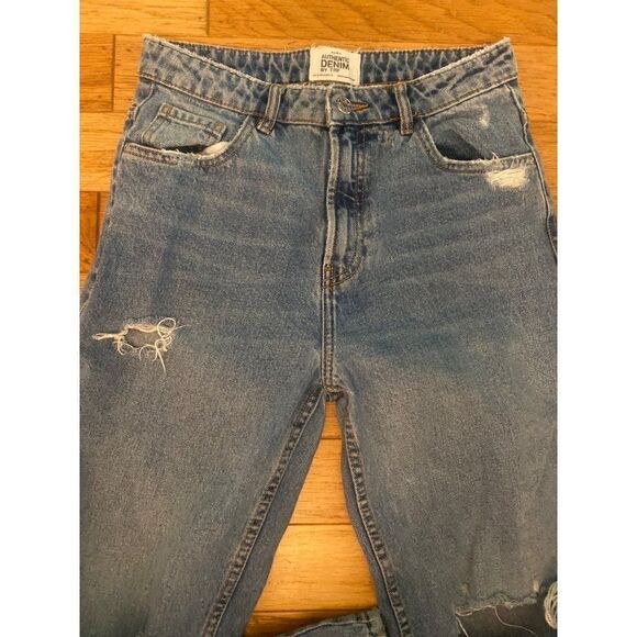 Zara Authentic Denim by TRF women's distressed high rise straight leg jeans sz 8 - Picture 5 of 11